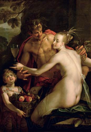 Hans von Aachen Bacchus Ceres and Amor Norge oil painting art